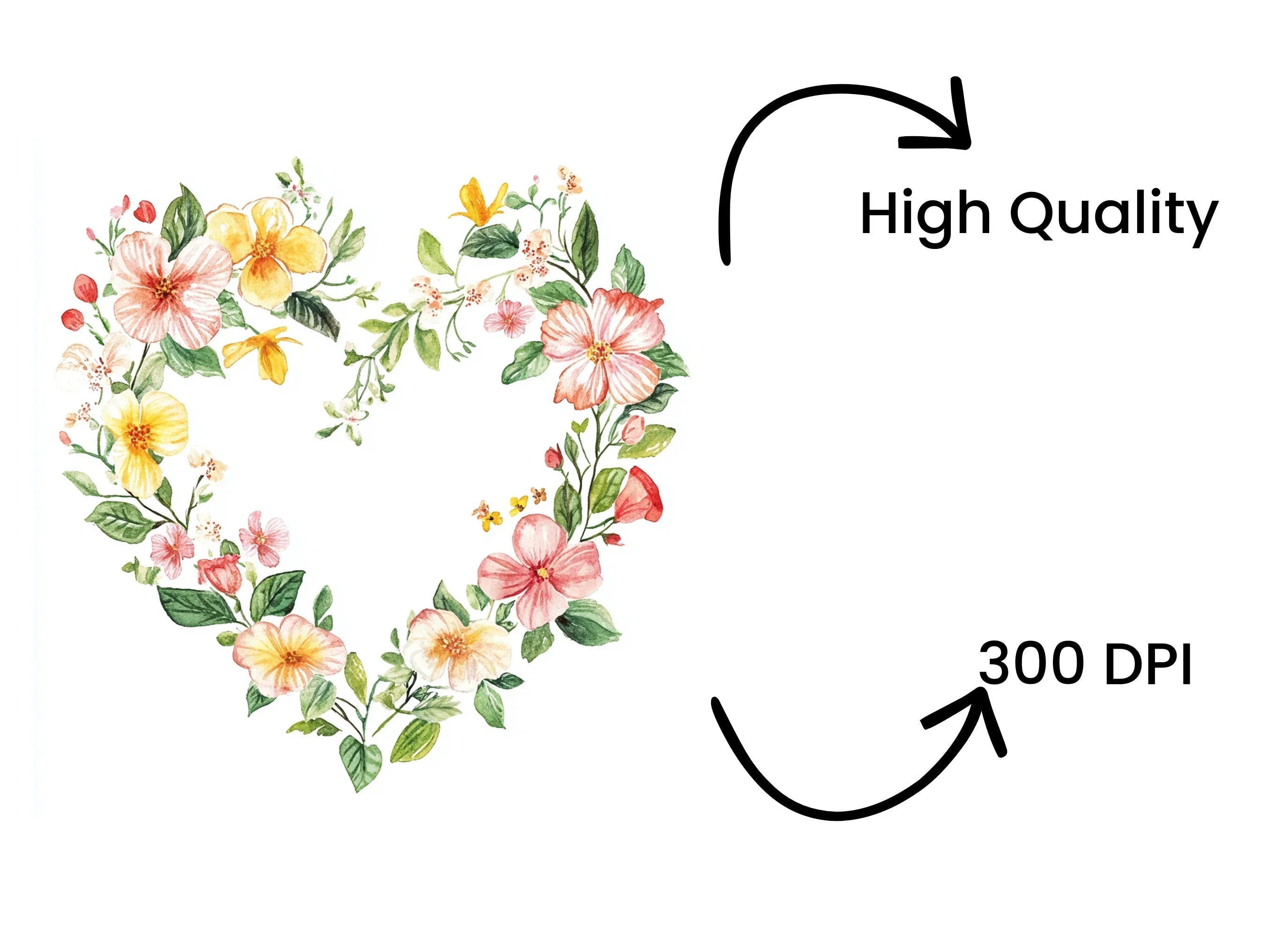 Heart Floral Wreath Clipart Bundle