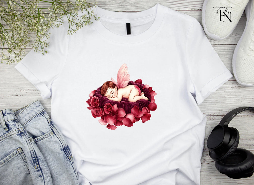 Sleeping Baby Angels on Rose Petals Clipart Bundle