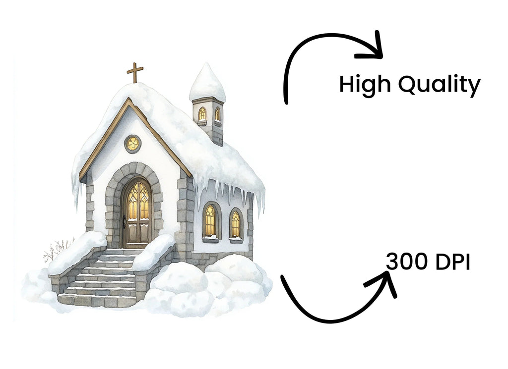 White Winter Chapels Clipart Bundle