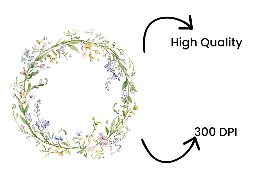 Delicate Wildflower Wreaths Clipart Bundle