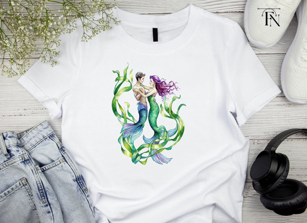 Romantic Mermaid and Merman Clipart Bundle