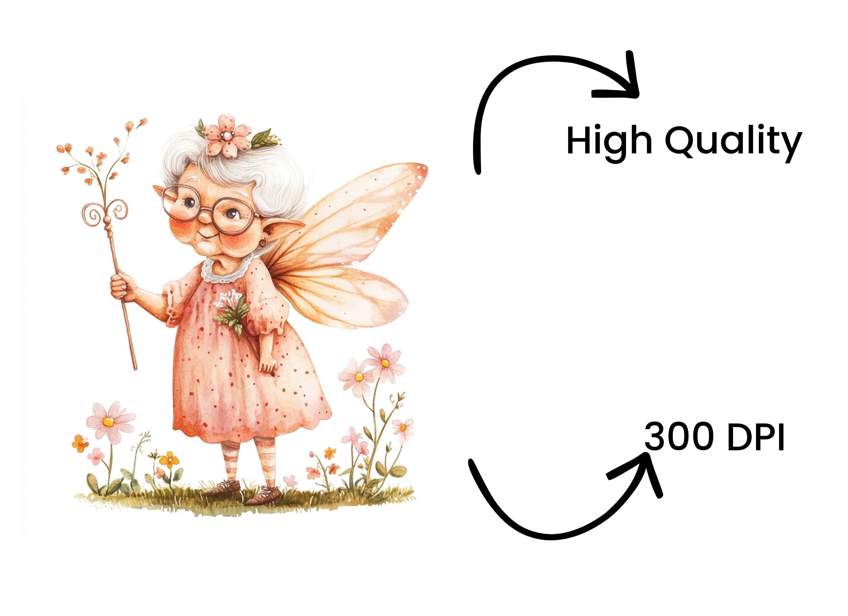 Elderly Fairy Clipart Bundle