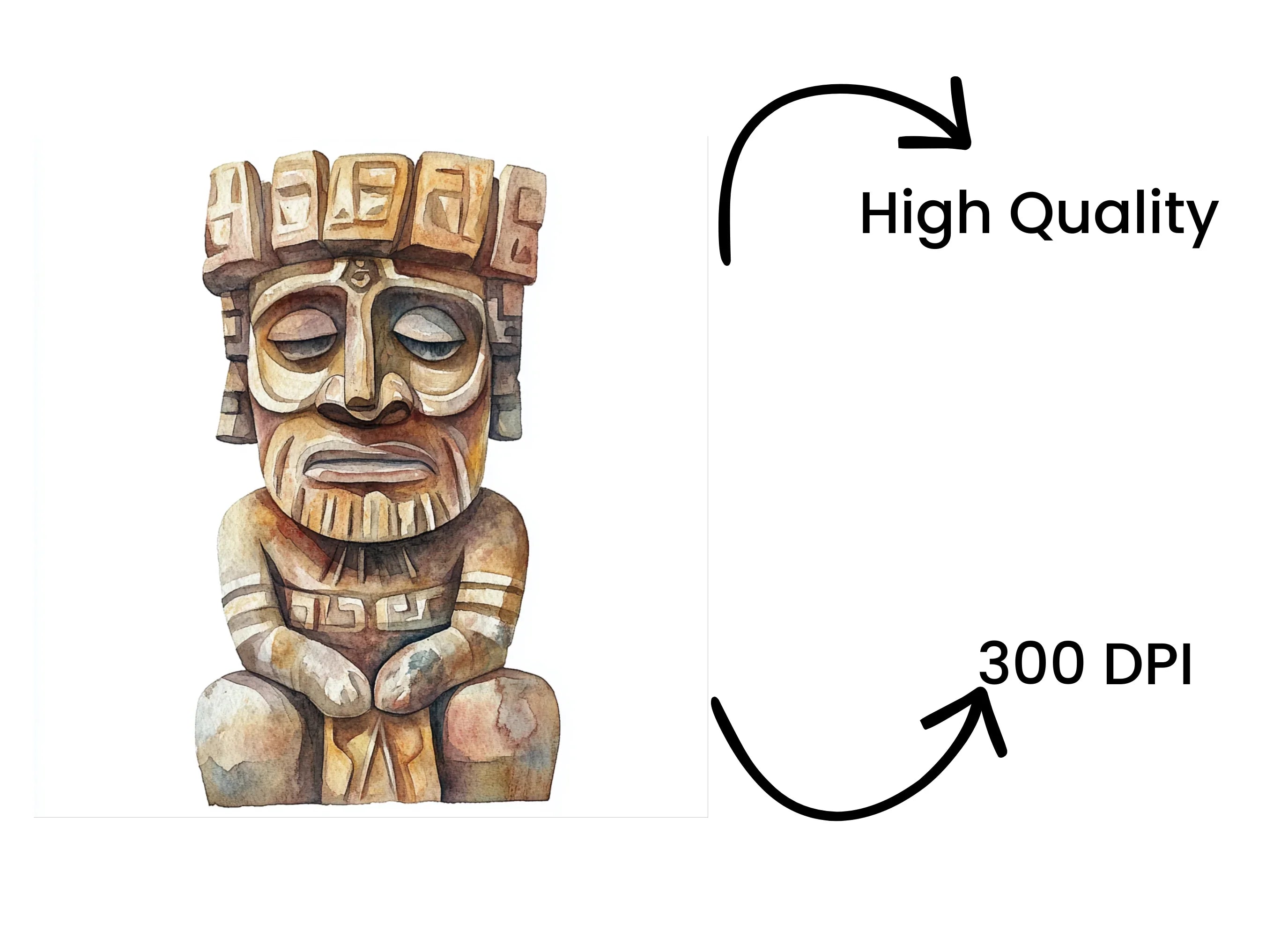 Ancient Aztec Stone Statues Clipart Bundle