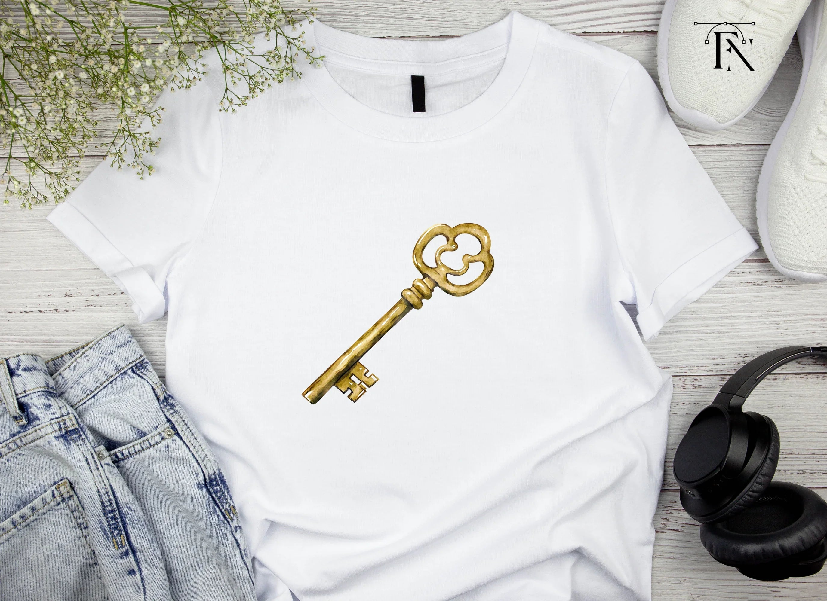 Vintage Golden Skeleton Key Clipart Bundle
