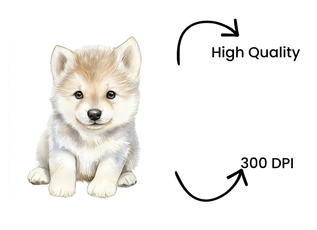 Adorable Baby Wolf Clipart Bundle