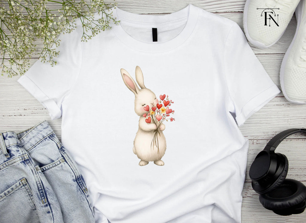 Cute Bunny with Flower Bouquets Clipart Bundle
