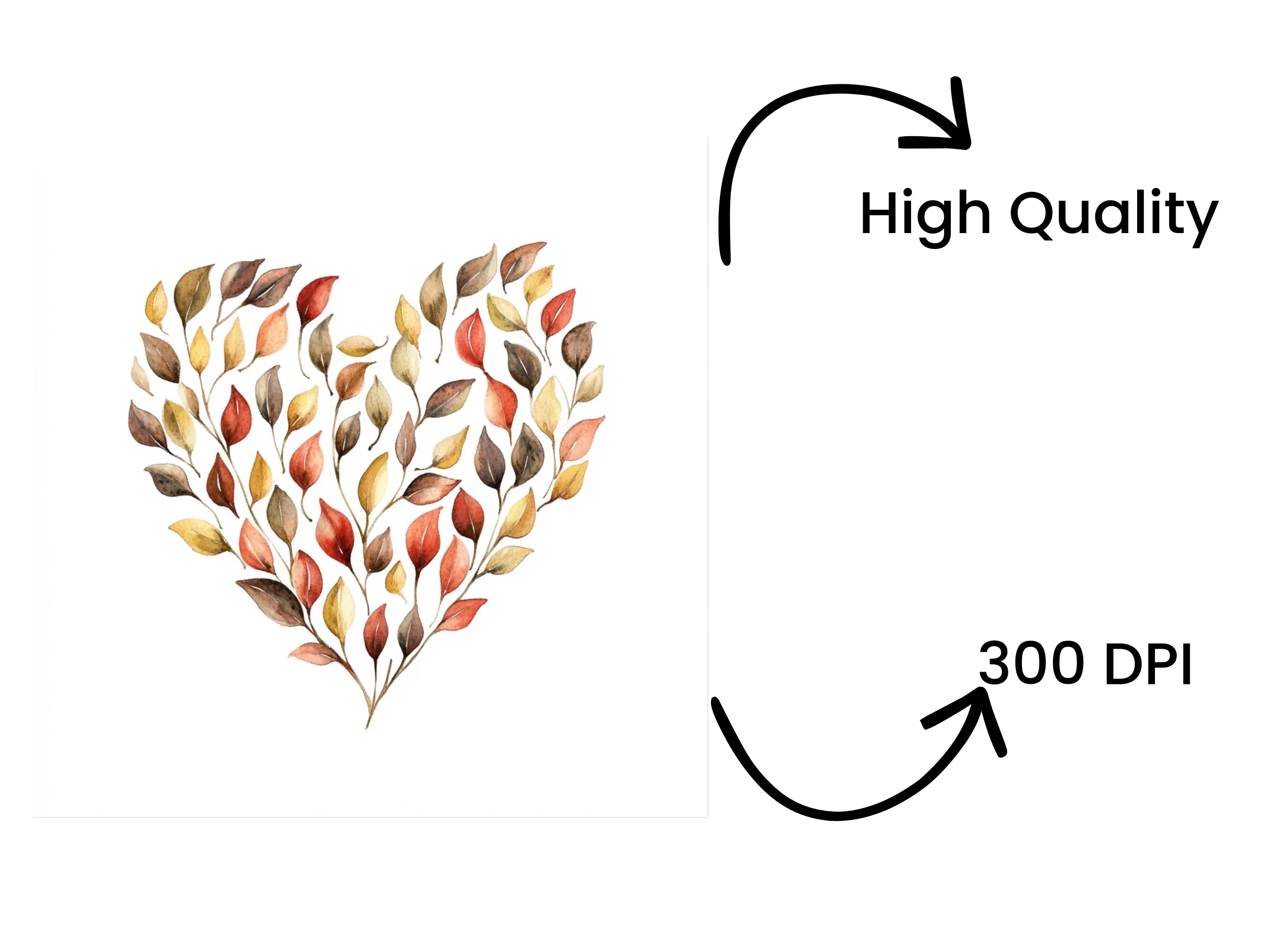 Autumn Leaves Heart Shape Clipart Bundle
