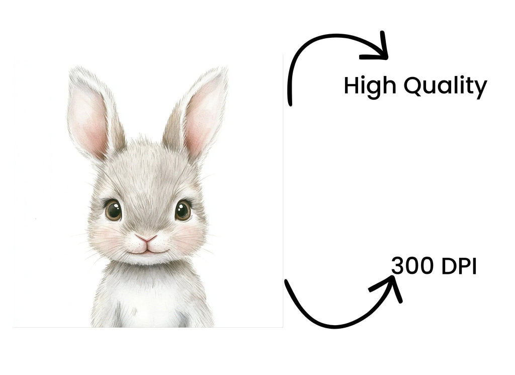 Cute Baby Bunny Faces Clipart Bundle