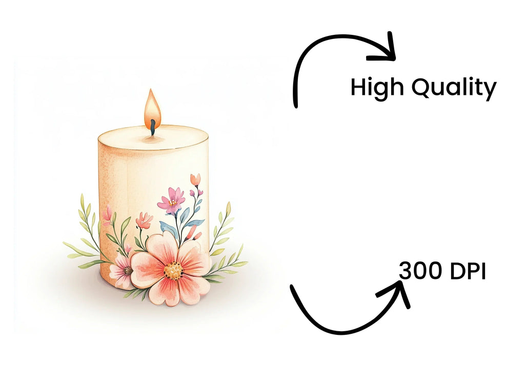 Aesthetic Floral Scented Candles Clipart Bundle