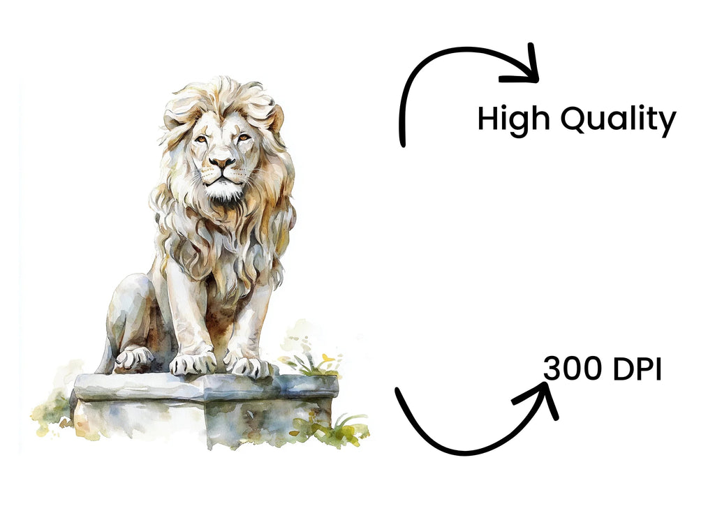 Majestic Lion Statues Clipart Bundle