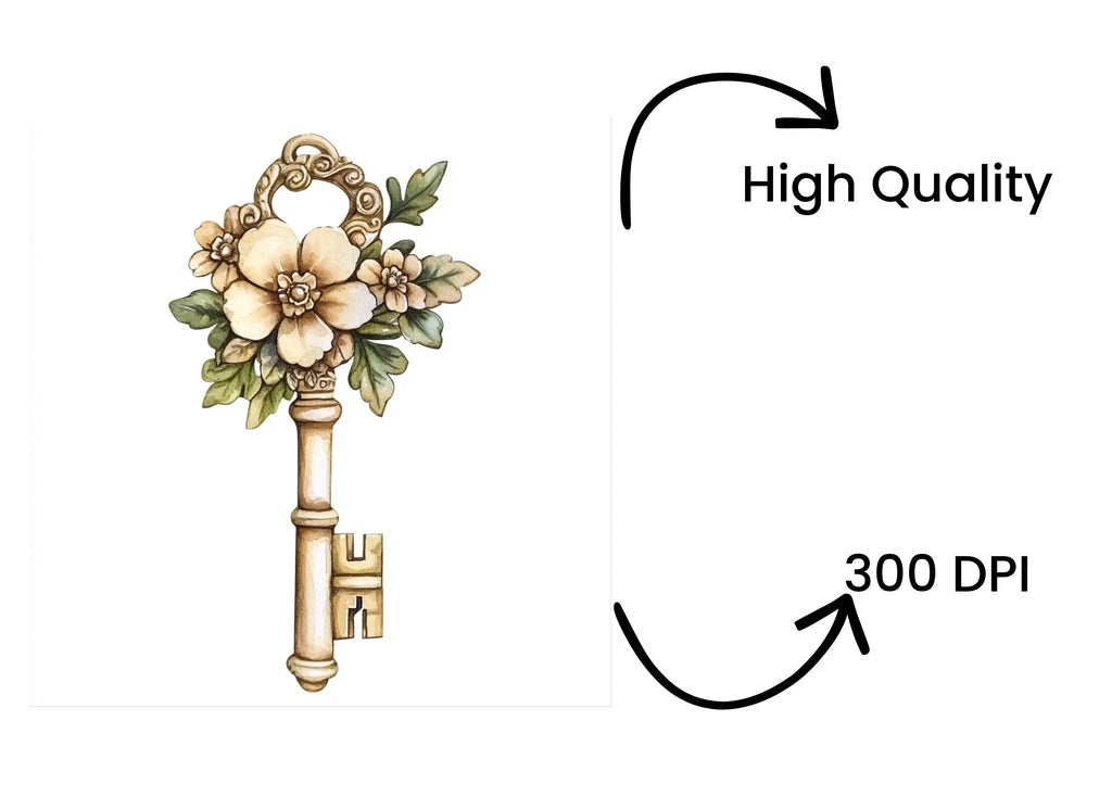 Floral Skeleton Keys Clipart Bundle