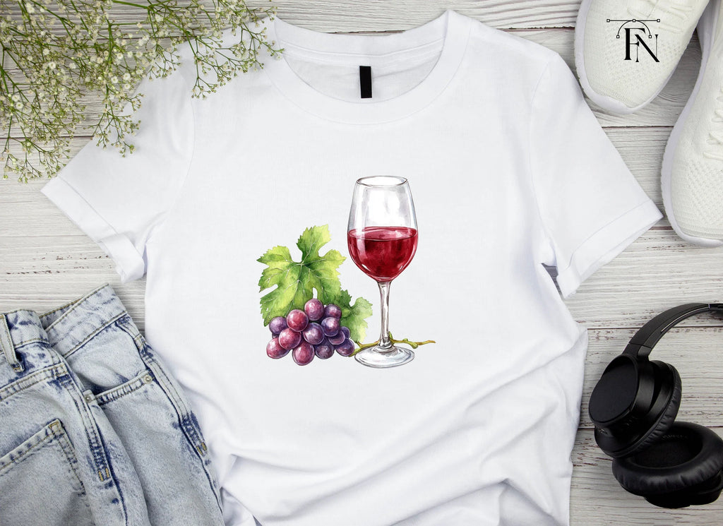 Red Wine Glasses with Grapes Clipart Bundle
