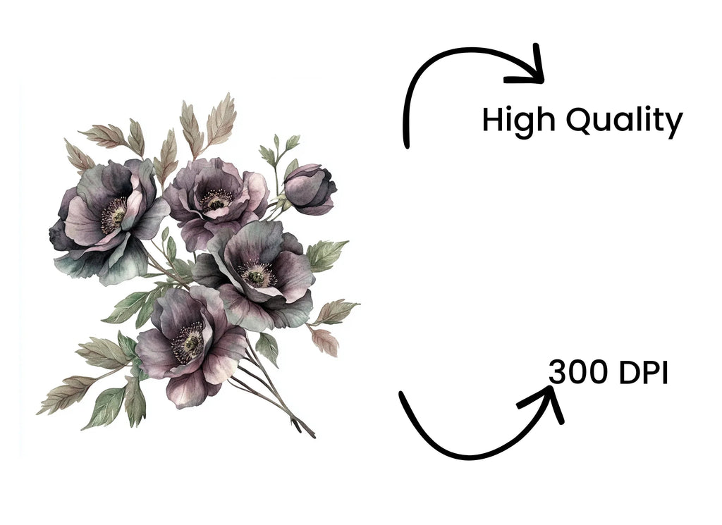 Dark Floral Clipart Bundle