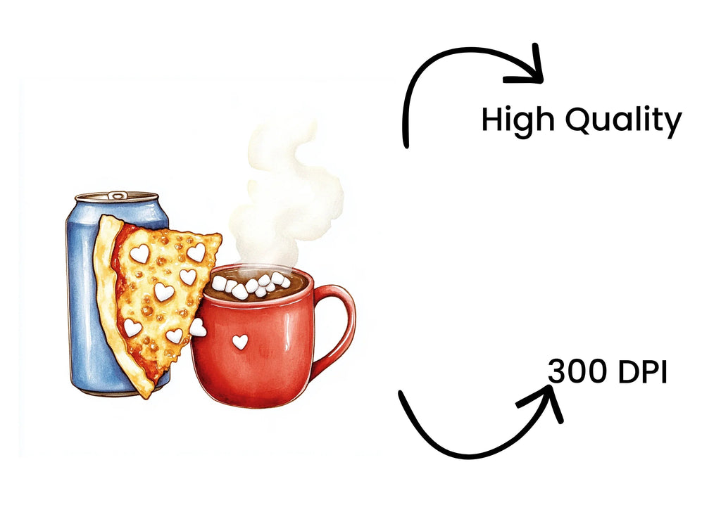 Hot Chocolate Pizza Love Clipart Bundle