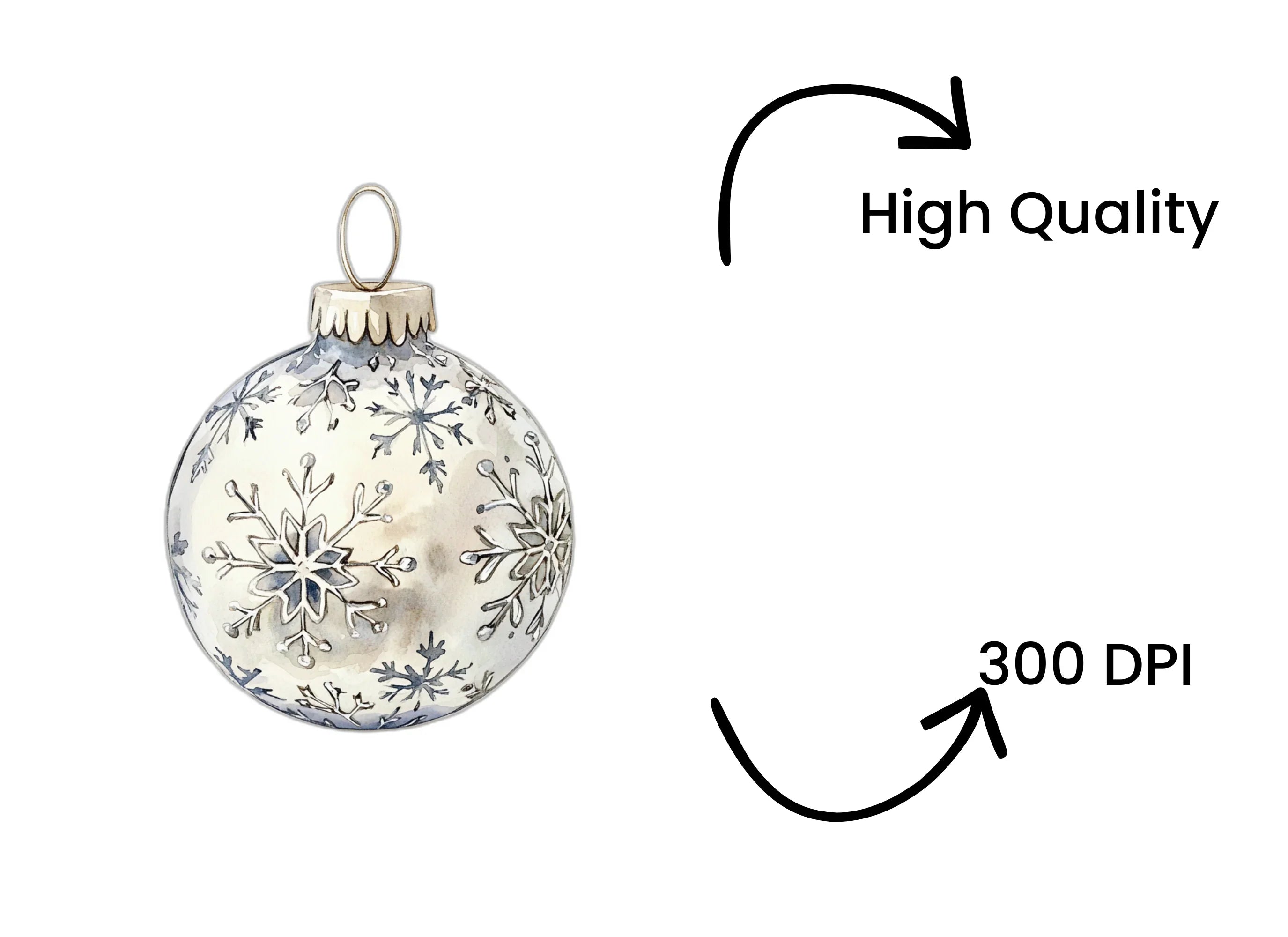 Snowflake Christmas Ornaments Clipart Bundle
