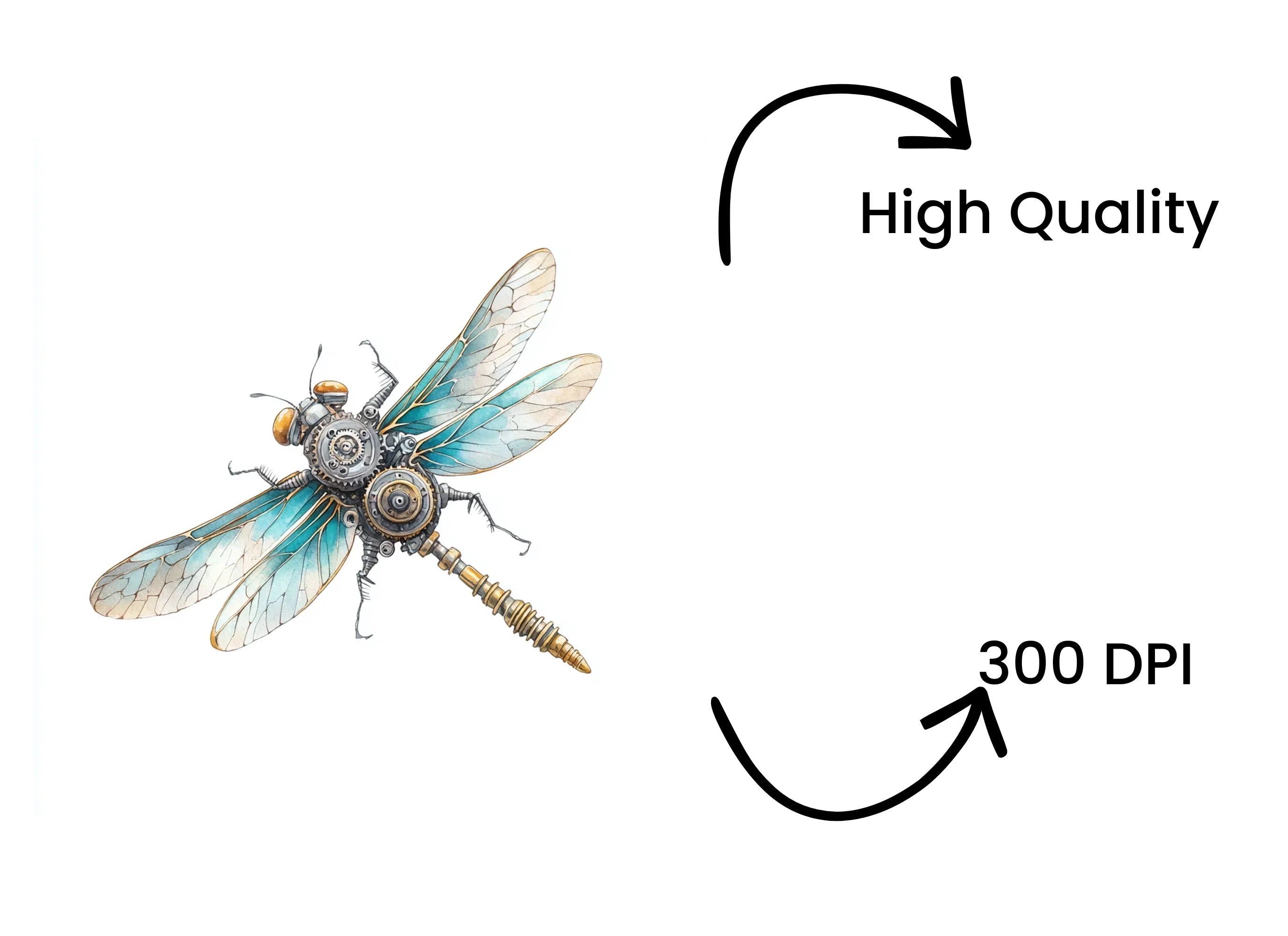Teal Steampunk Dragonfly Clipart Bundle