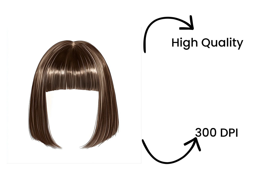 Sleek Bob Hair Wig Clipart Bundle