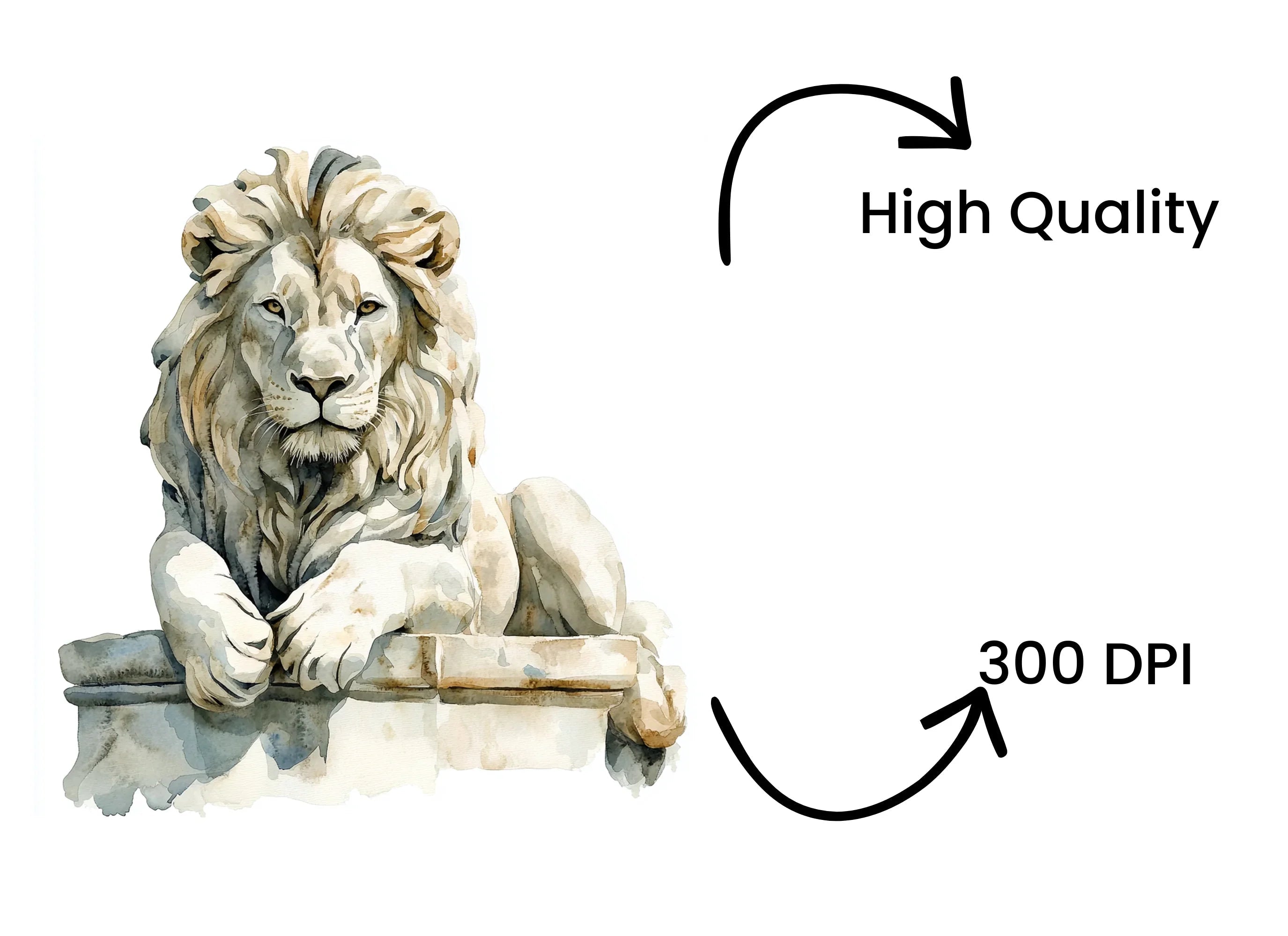 Majestic Lion Statues Clipart Bundle