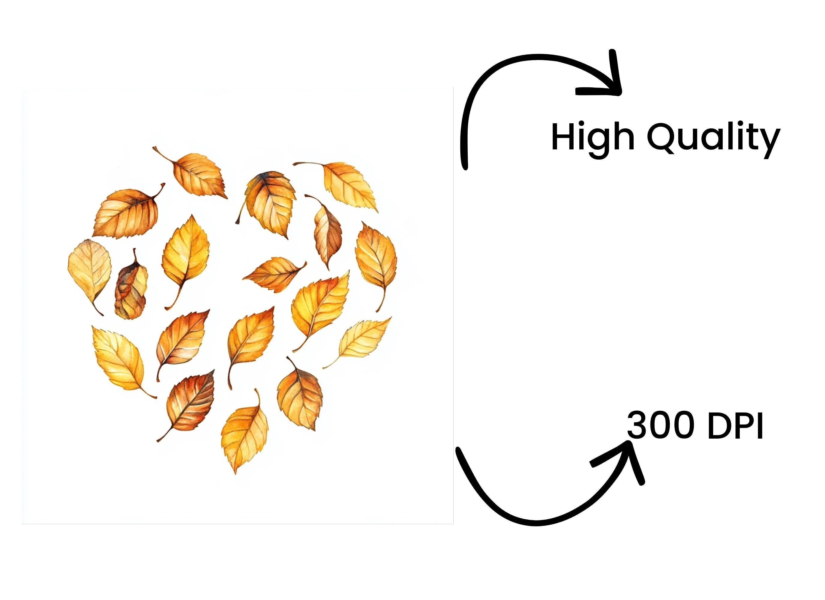 Autumn Leaves Heart Shape Clipart Bundle