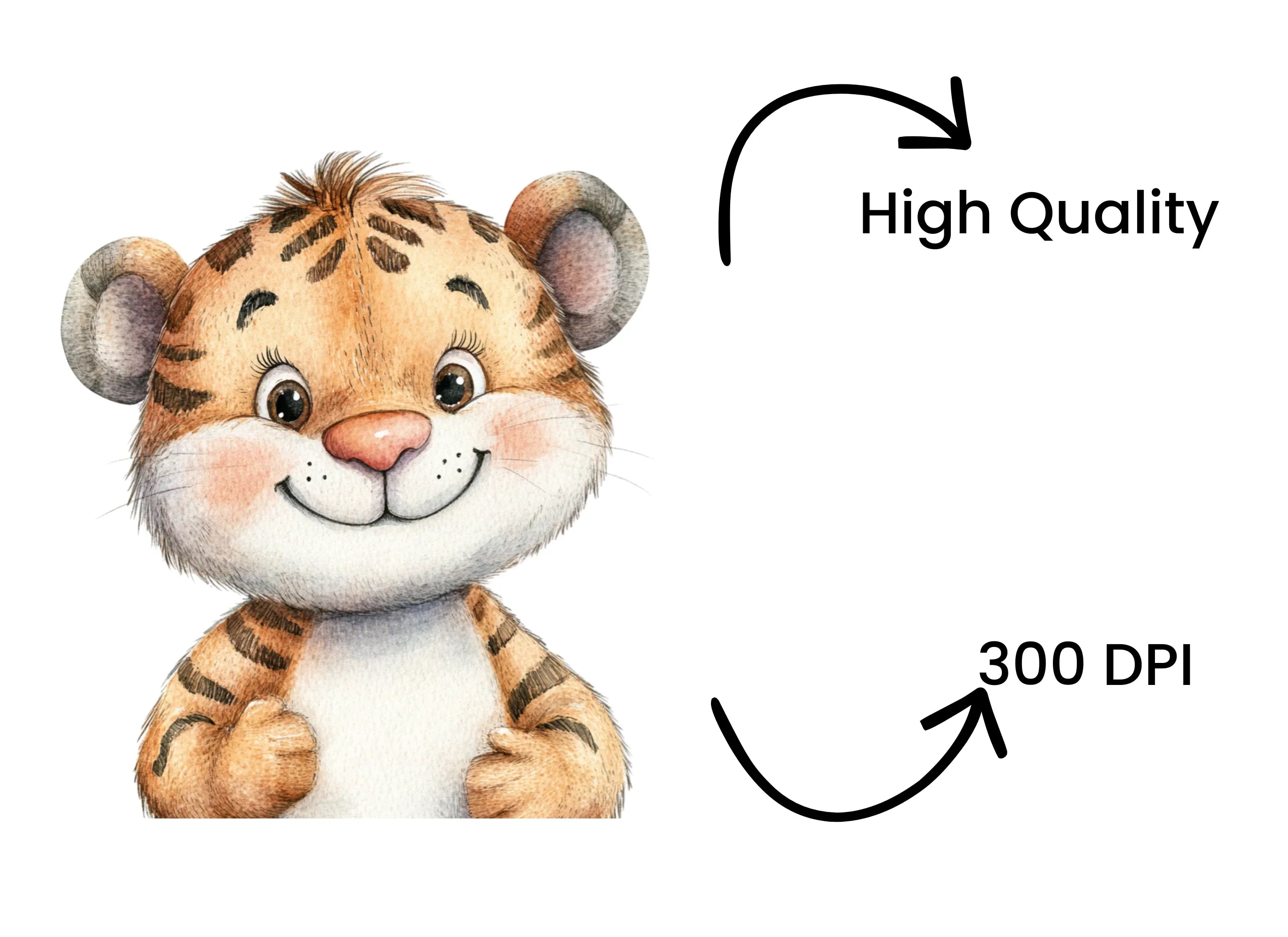 Adorable Baby Tiger Clipart Bundle