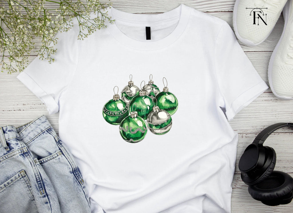 Green Silver Ornaments Clipart Bundle