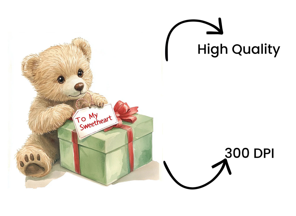 Sweetheart Teddy Bear Gift Clipart Bundle