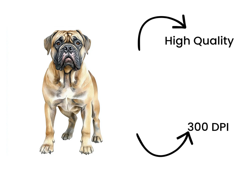 Majestic Bullmastiff Dog Clipart Bundle