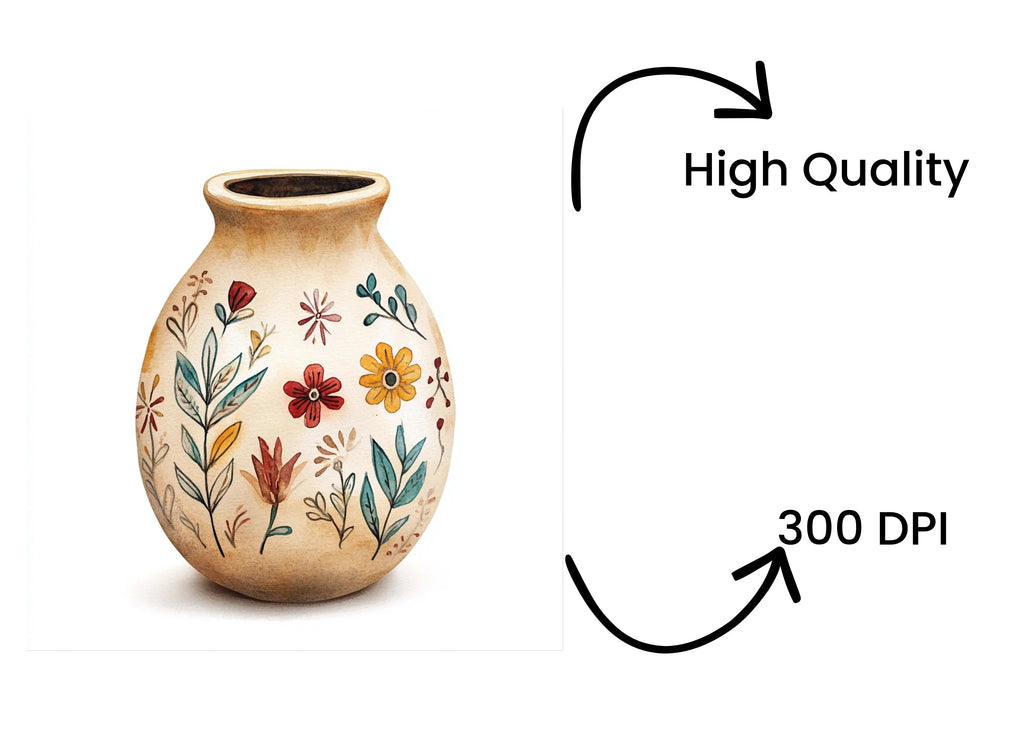 Boho Floral Vase Clipart Bundle