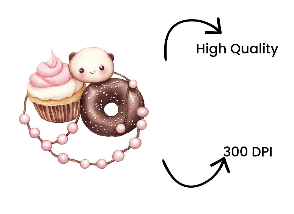 Cute Dessert with Pearl Beads Clipart Bundle
