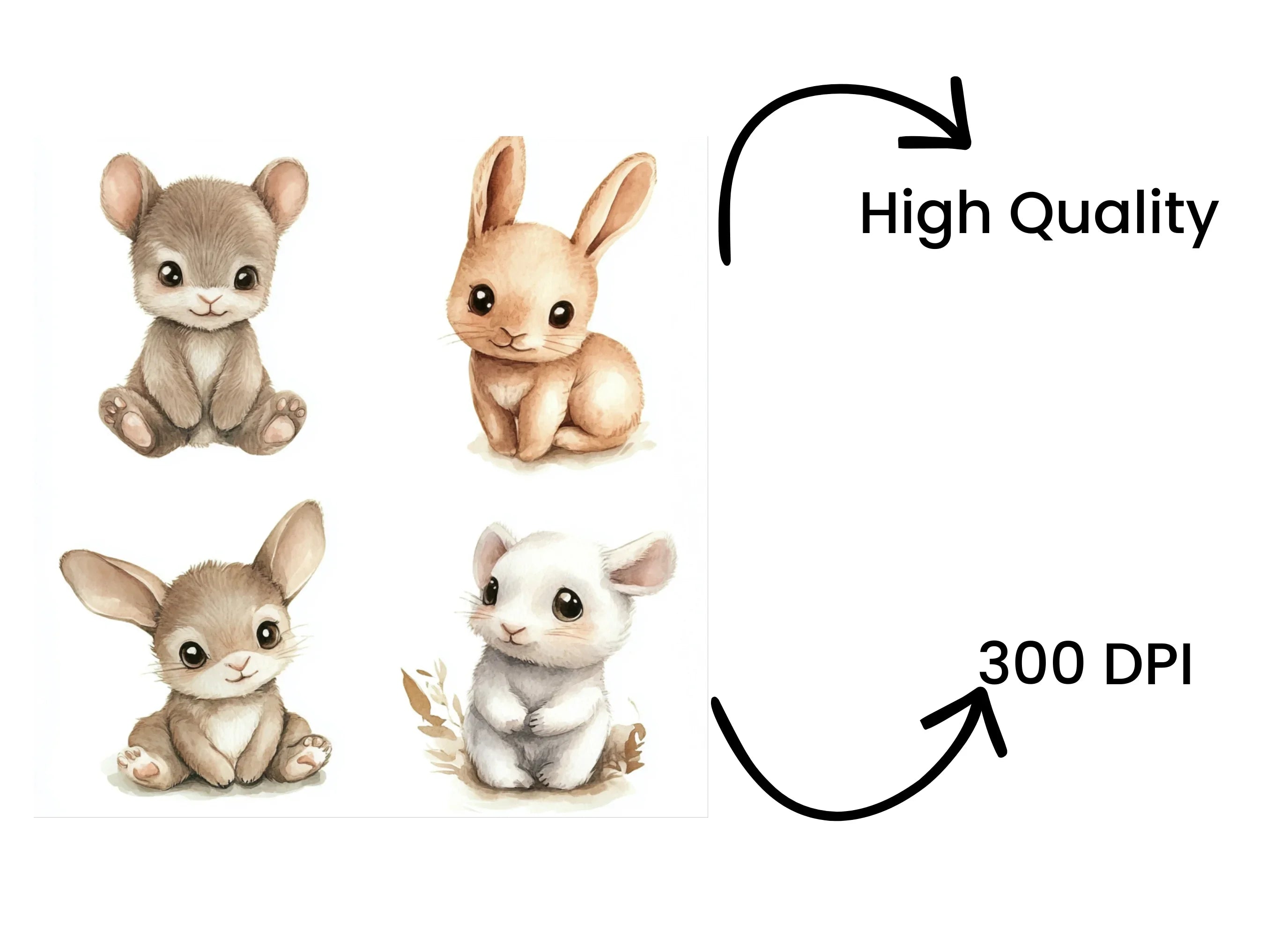 Cute Baby Bunny Clipart Bundle