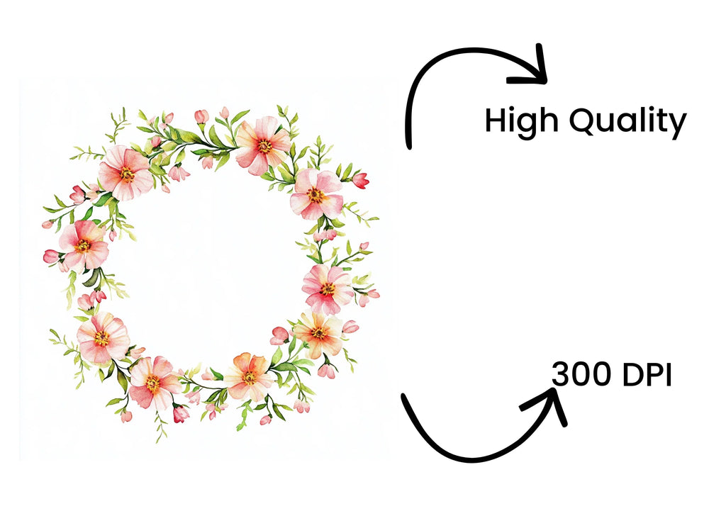 Pink Floral Wreaths Clipart Bundle