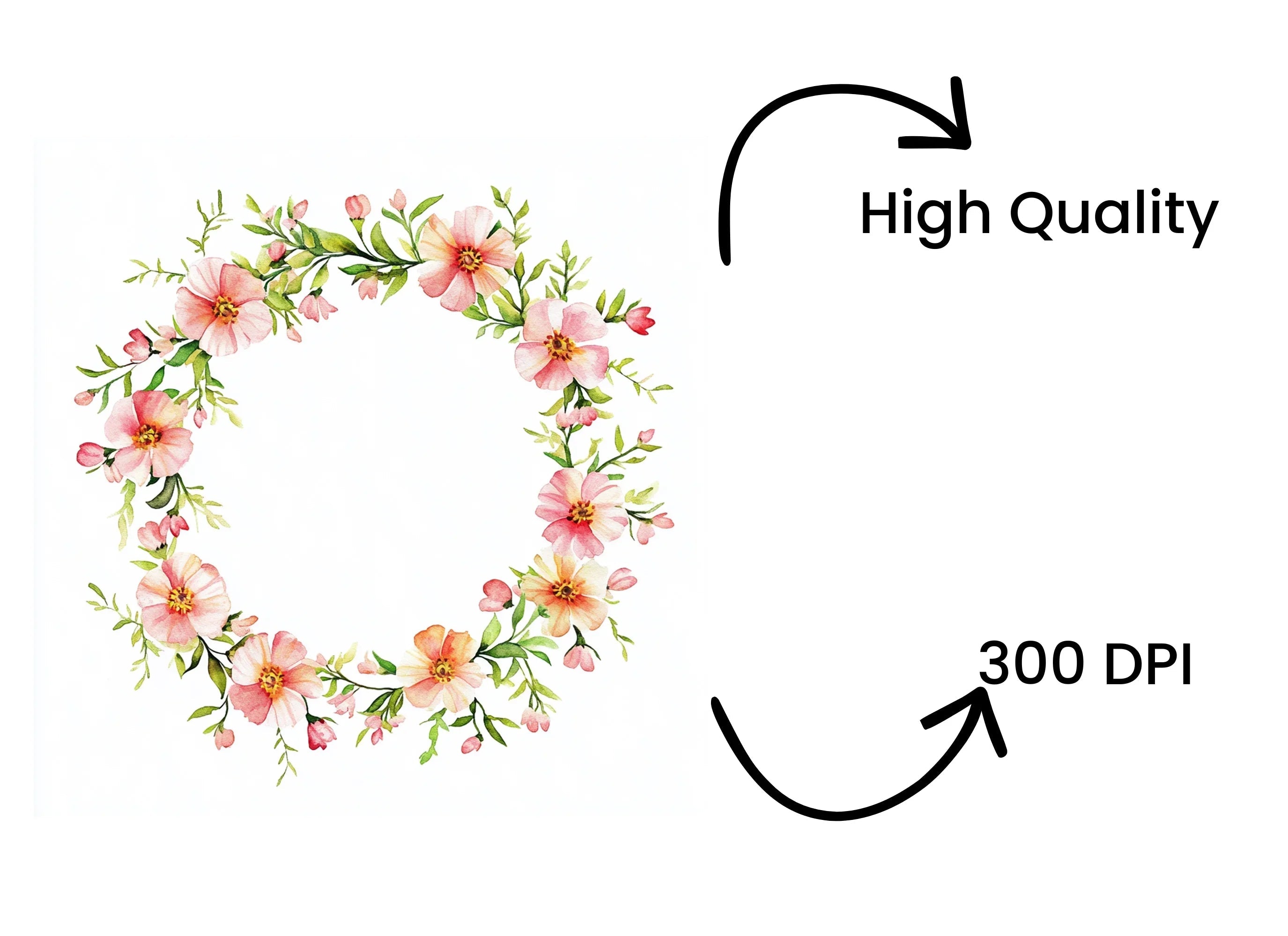 Pink Floral Wreaths Clipart Bundle