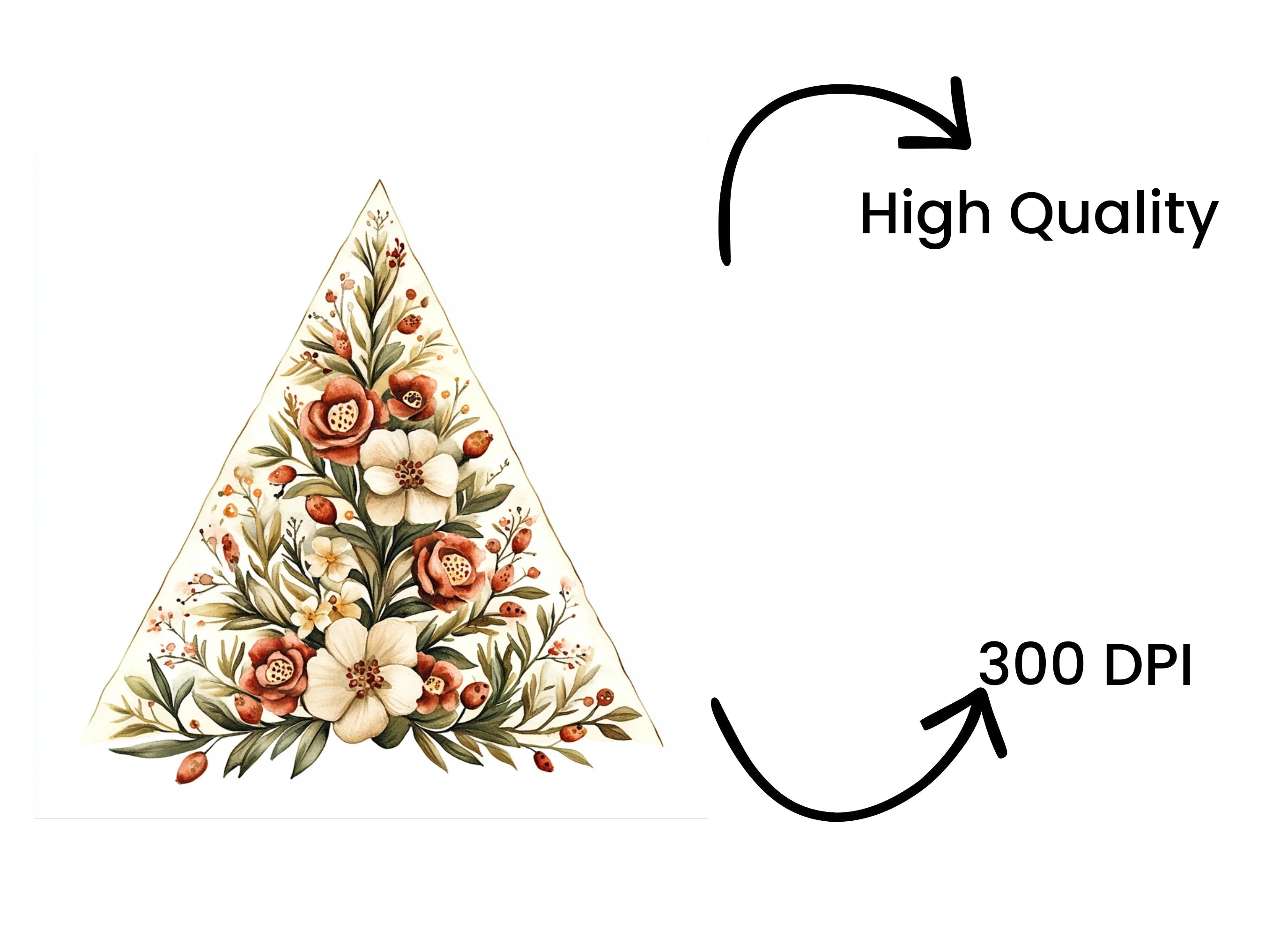Elegant Floral Triangle Clipart Bundle