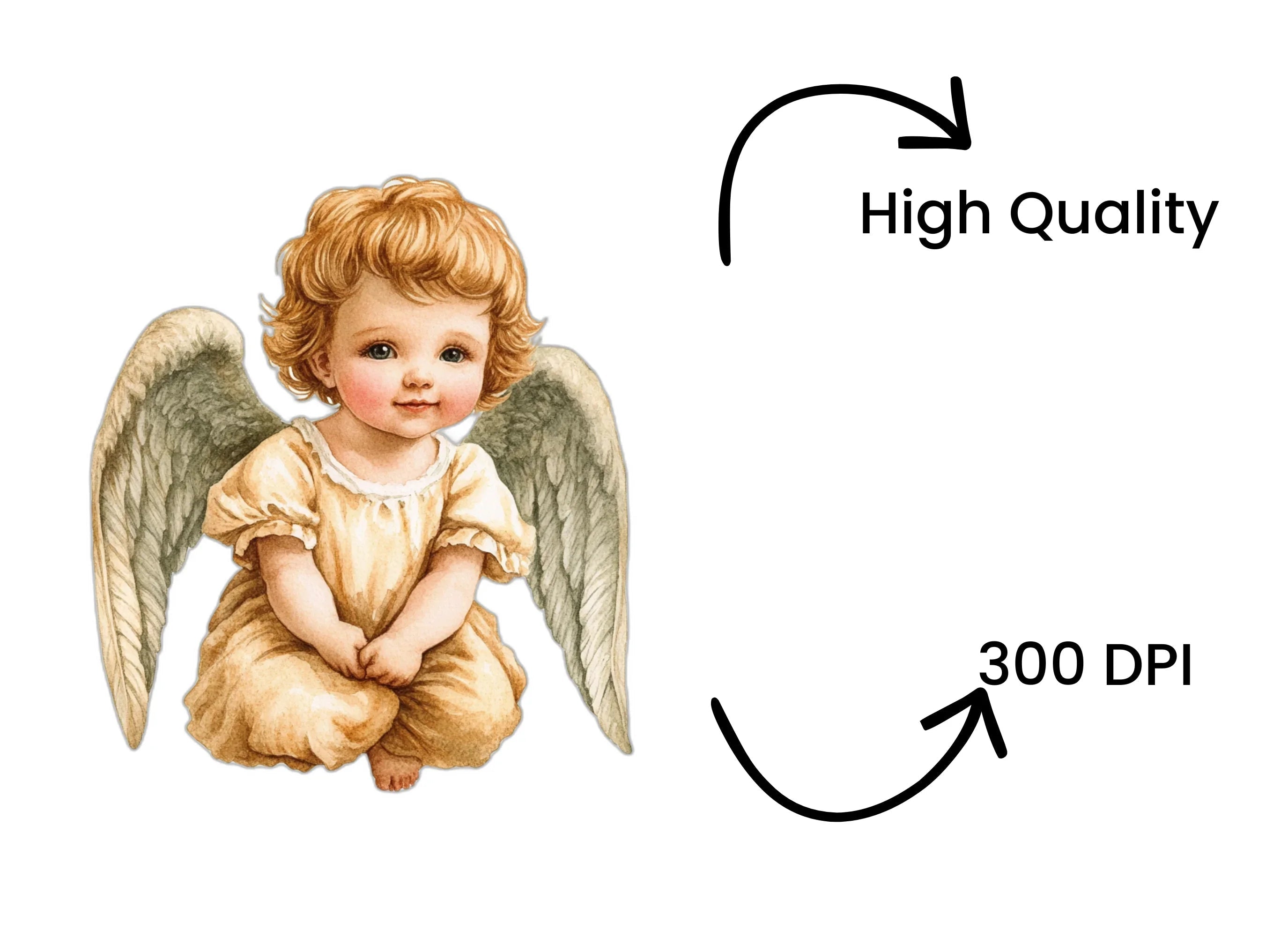 Adorable Baby Angel Illustration Clipart Bundle