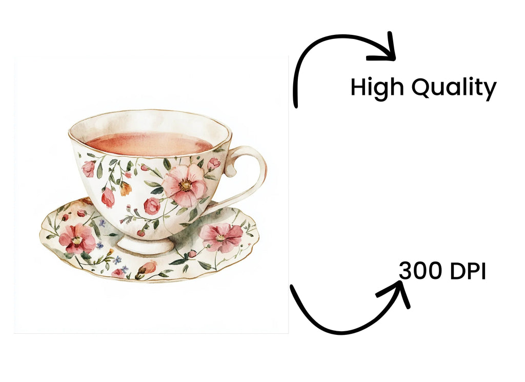 Elegant Floral Teacups Clipart Bundle