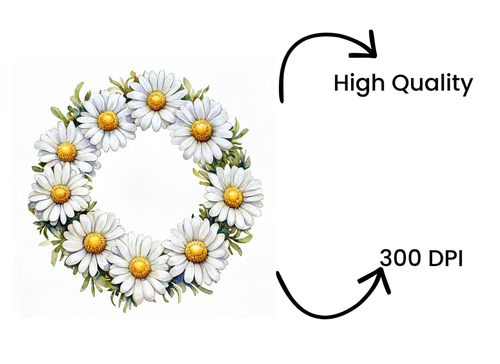 Daisy Wreath Clipart Bundle
