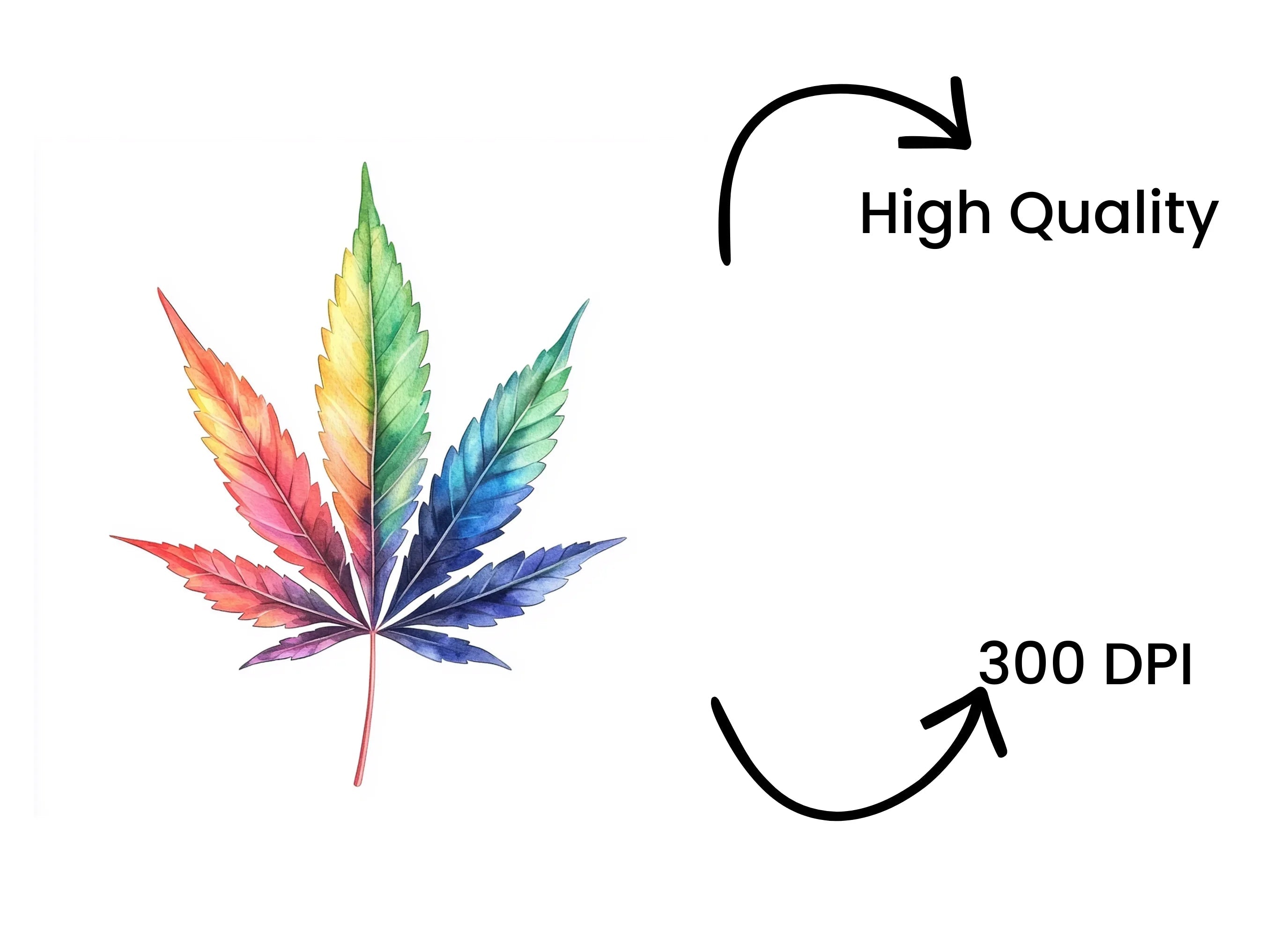 Vibrant Rainbow Cannabis Leaf Clipart Bundle