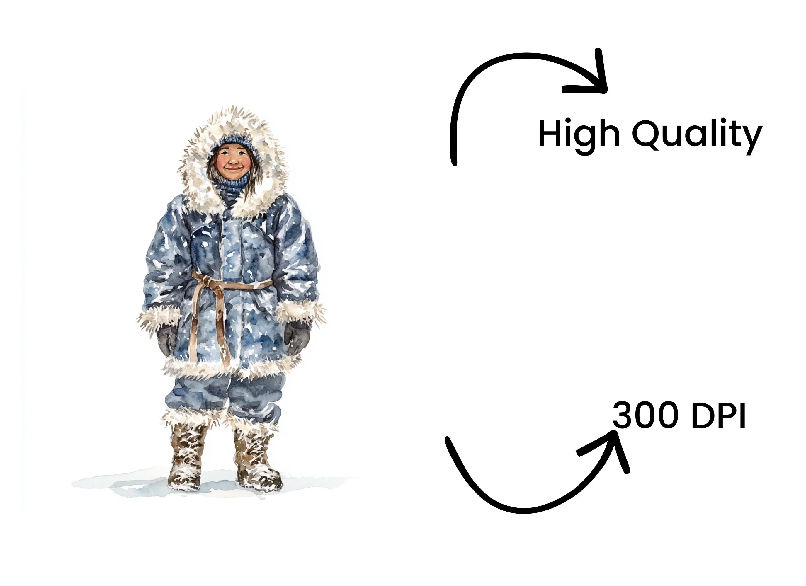 Inuit Children Traditional Parka Clipart Bundle