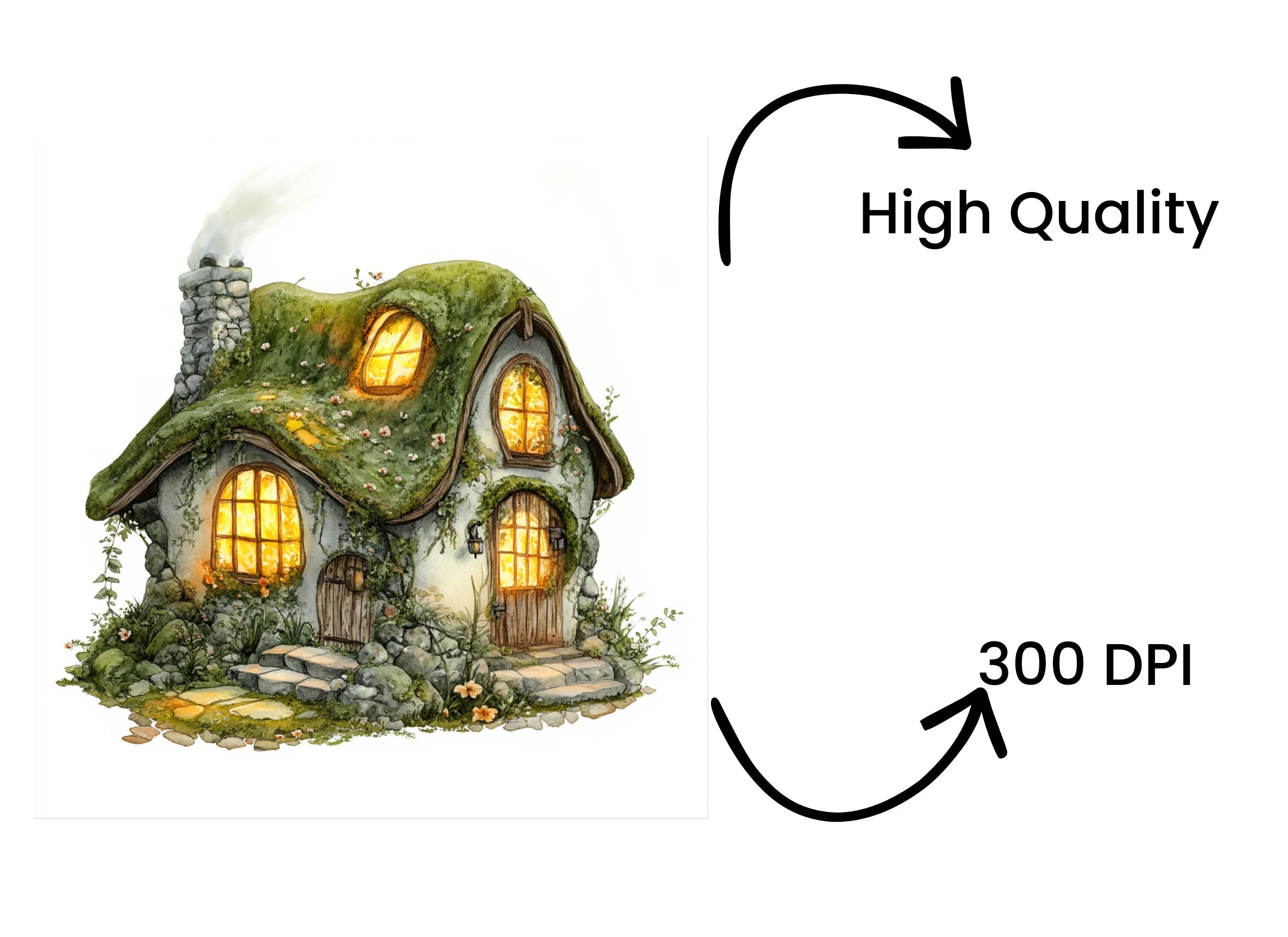 Charming Fantasy Cottages Clipart Bundle