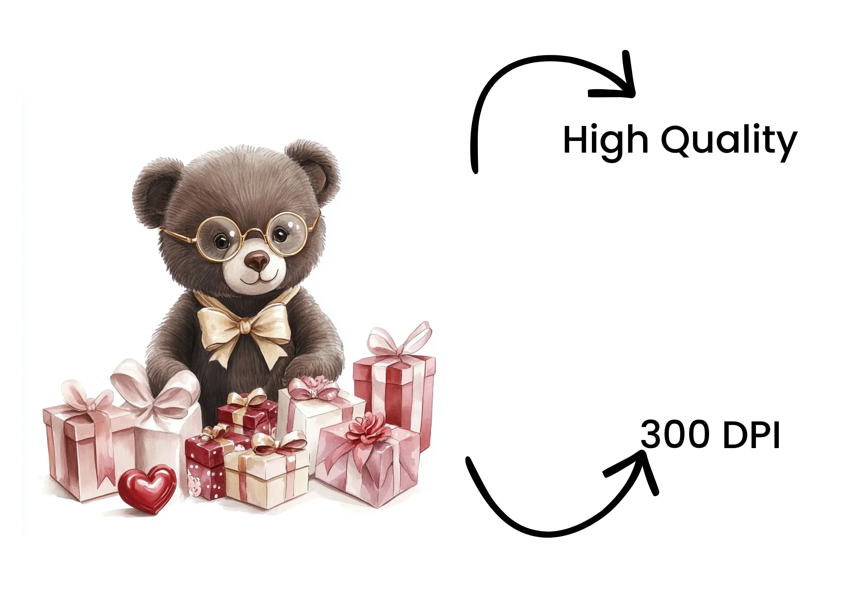 Cute Teddy Bear Valentine Gifts Clipart Bundle