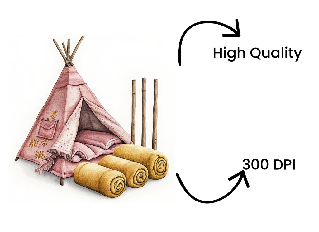 Cozy Pink Teepee Clipart Bundle