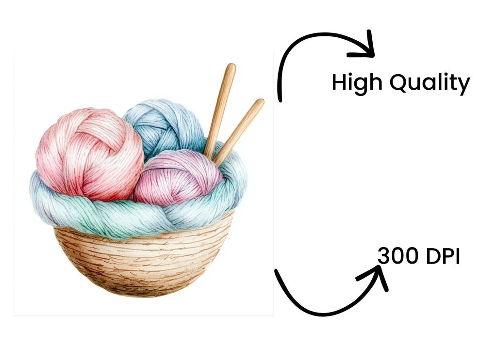Yarn Baskets Clipart Bundle