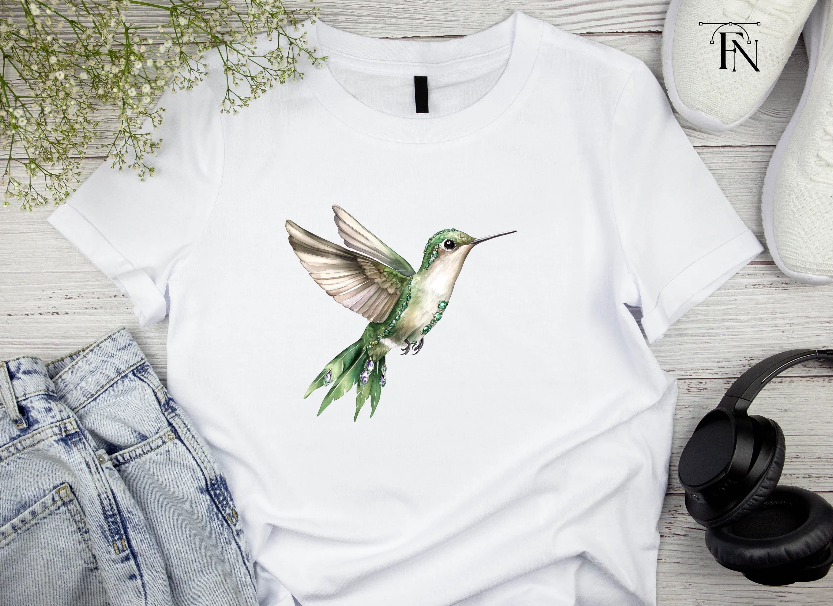 Emerald Hummingbird Clipart Bundle