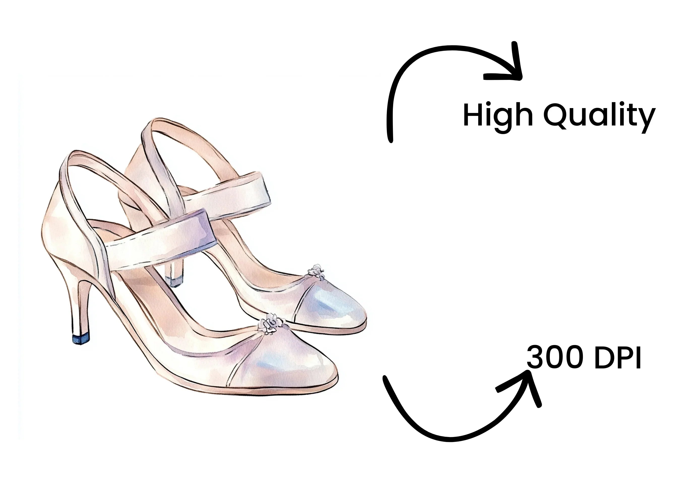 Chic White Mary Jane Wedding Heels Clipart Bundle