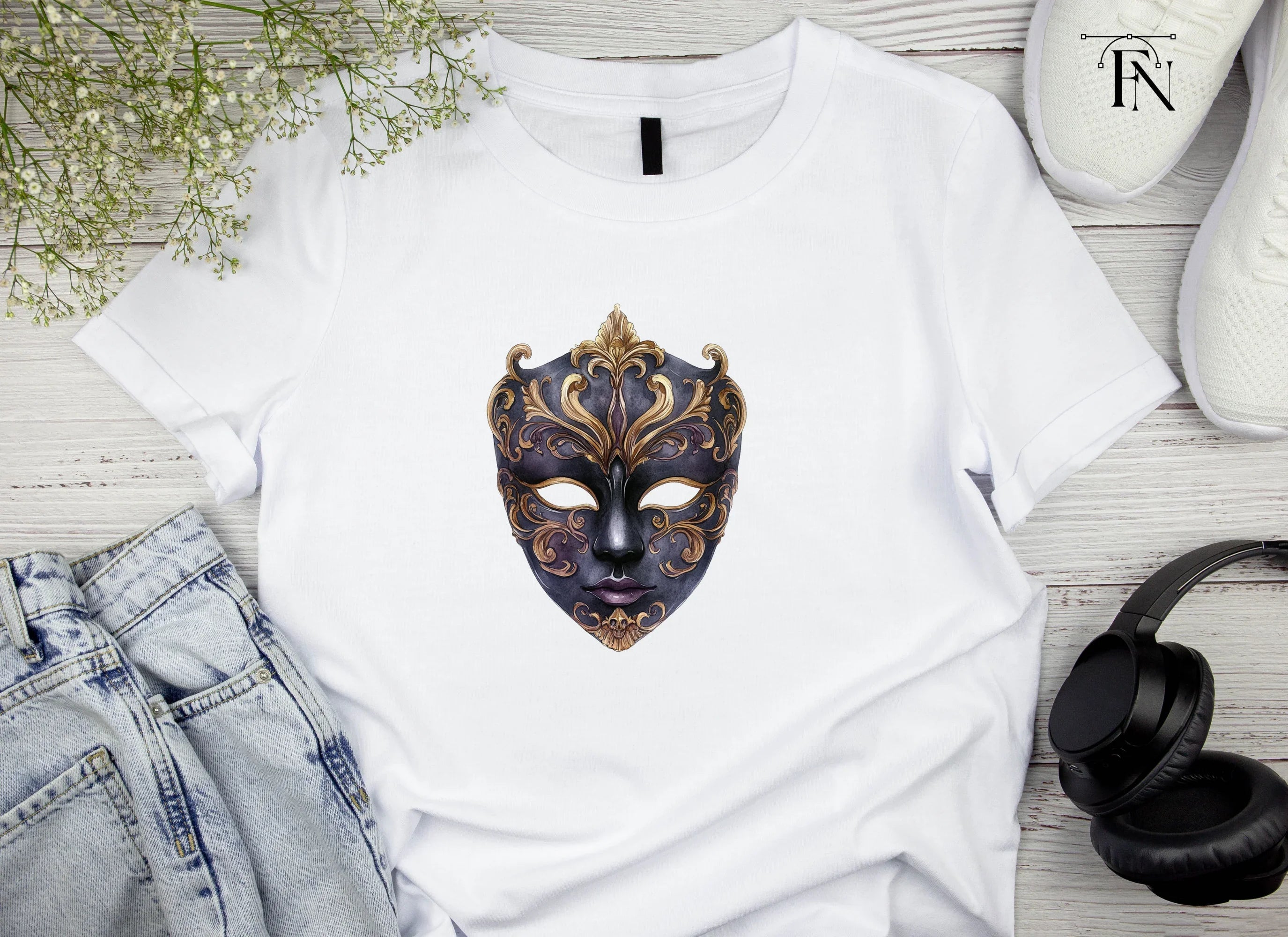 Elegant Venetian Masquerade Masks Clipart Bundle