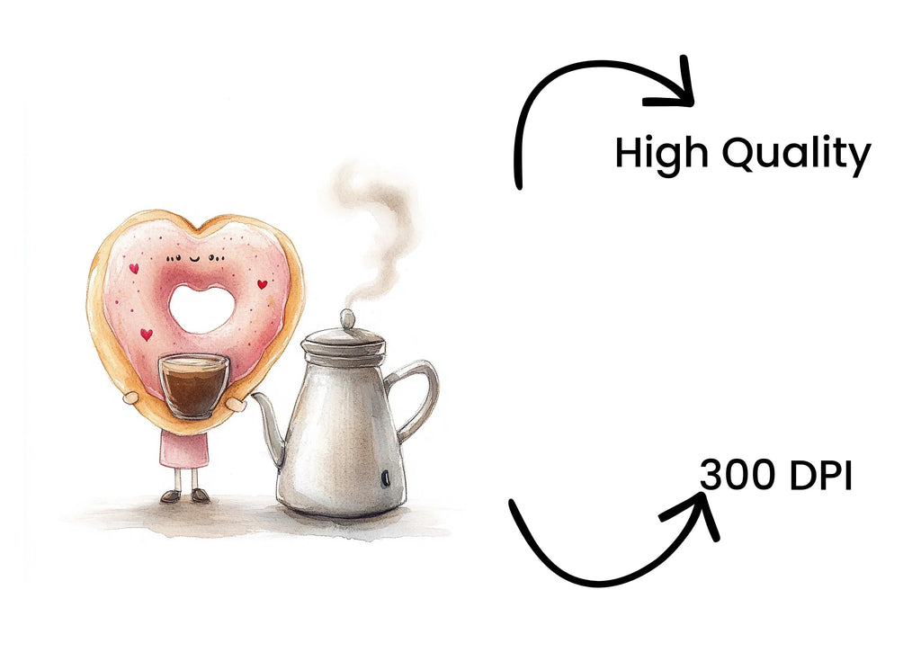 Heart Donut Coffee Morning Clipart Bundle
