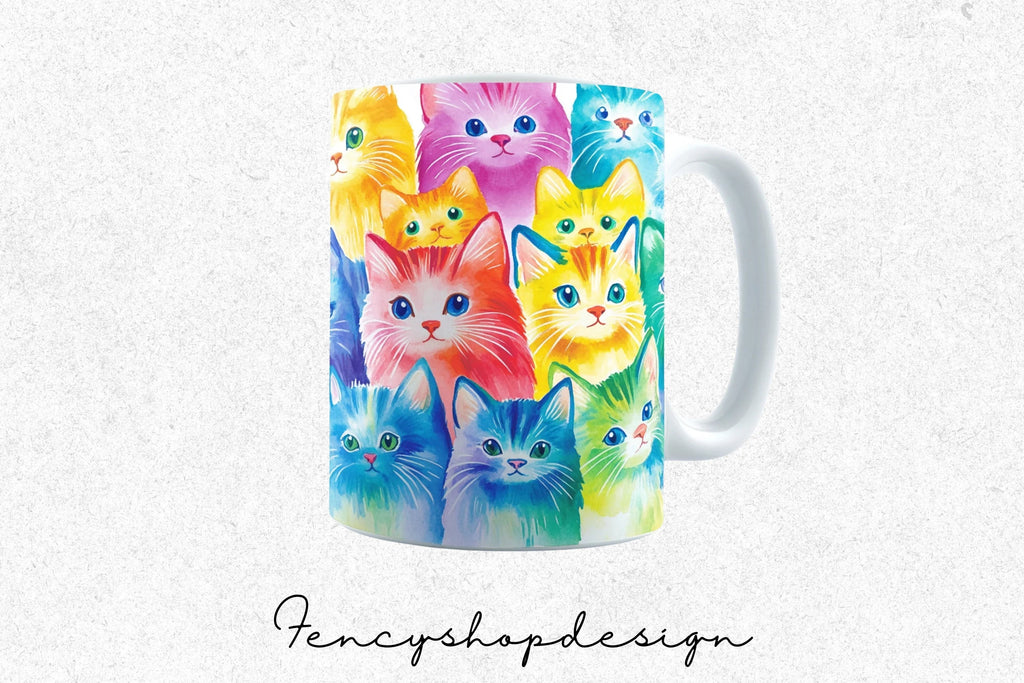 Adorable Cat Mugs Clipart Bundle