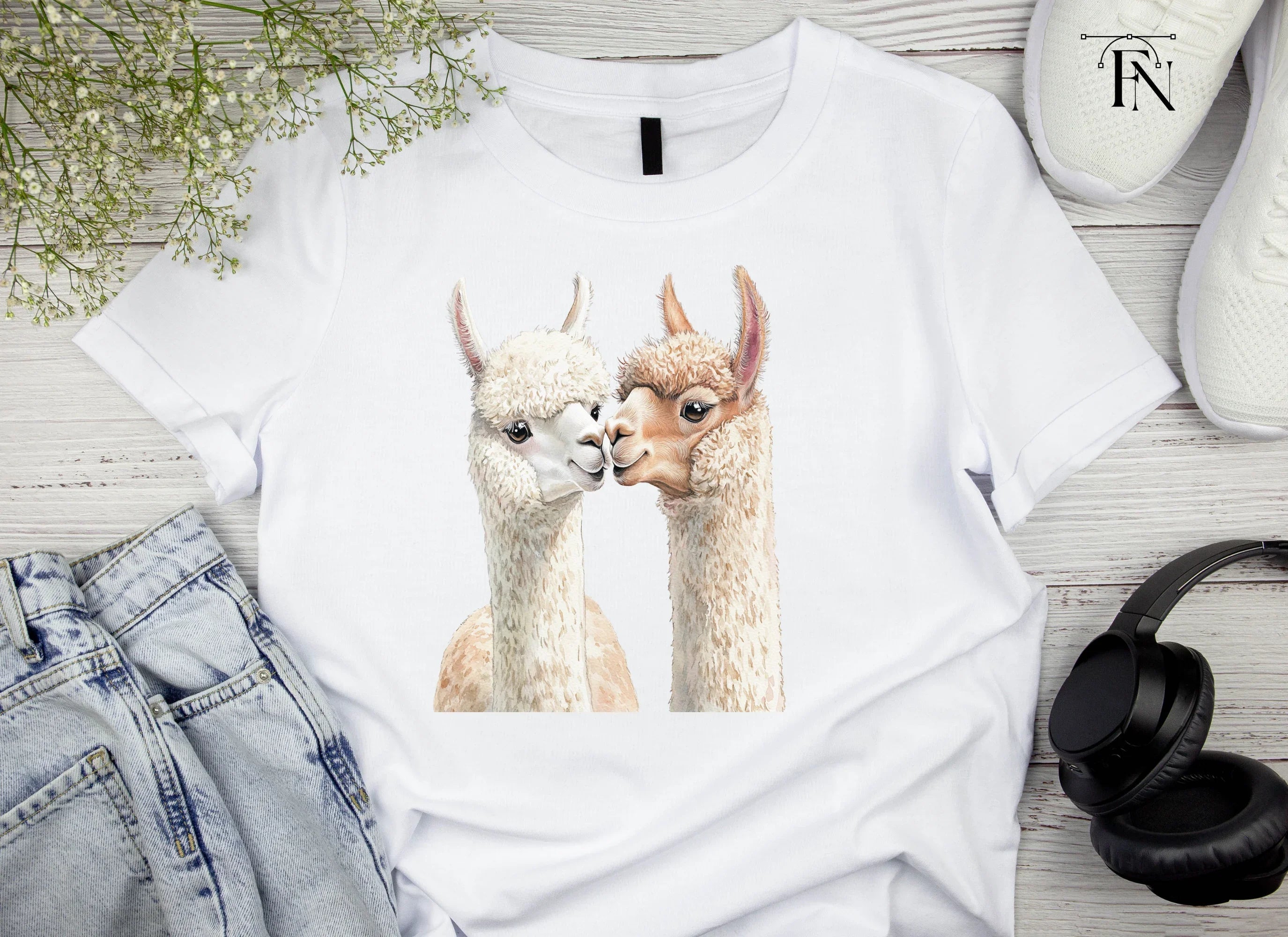 Cute Alpaca Couple Clipart Bundle
