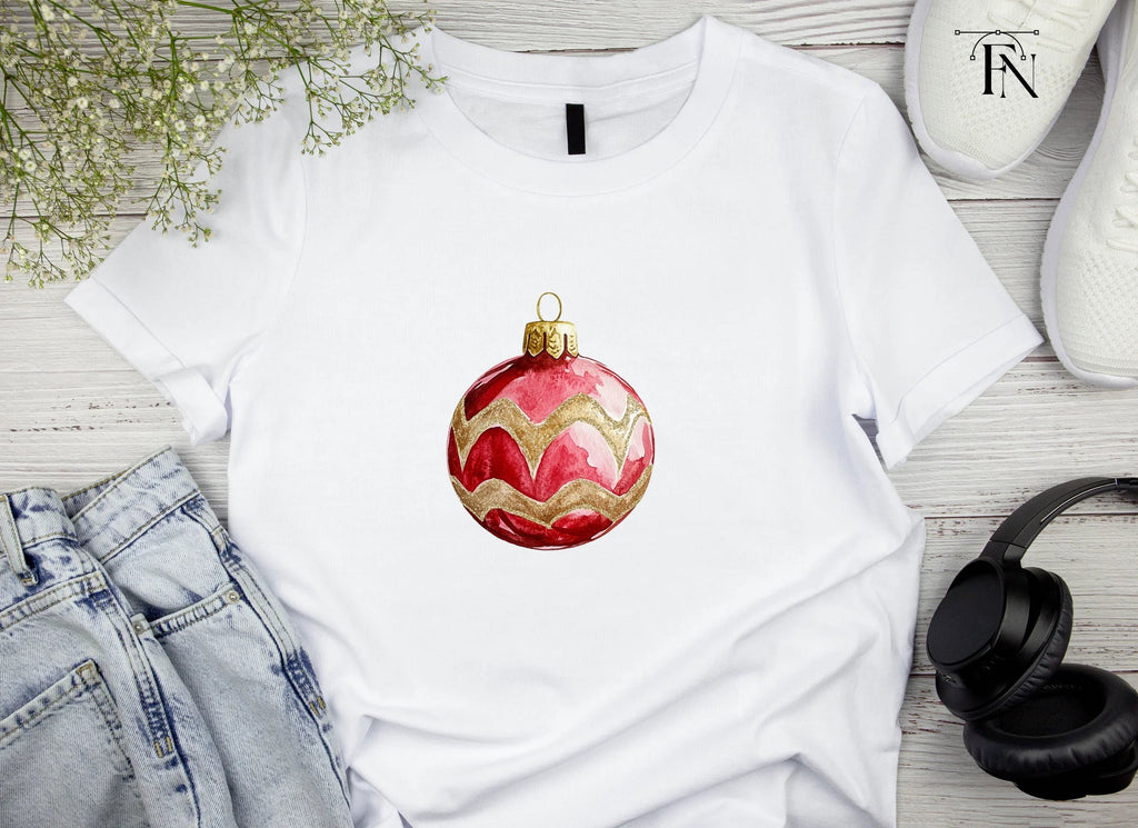 Red Gold Christmas Ornament Clipart Bundle