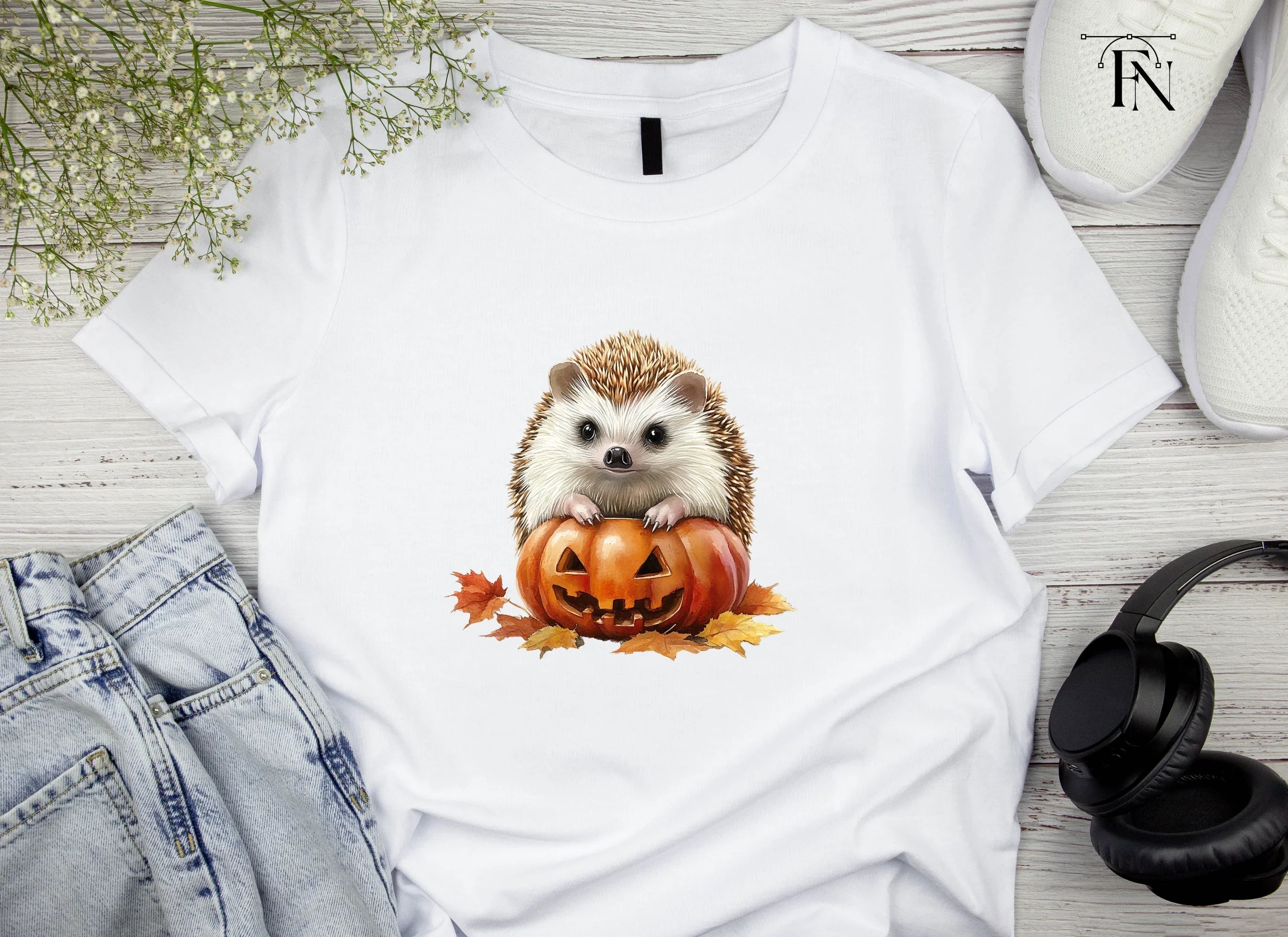 Cute Hedgehog Halloween Pumpkin Clipart Bundle